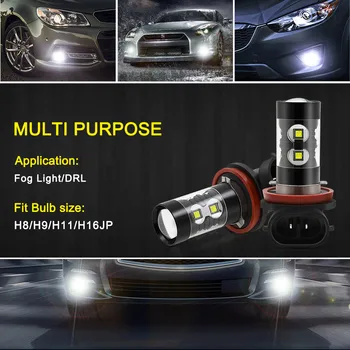 AUXITO 2x LED Hmlové Svetlo H11 H8 H9 9006 HB4 Canbus Auto Led Žiarovky Pre BMW E39 E60 Hmly, Lampy, Svetlá pre Denné svietenie DRL 12V