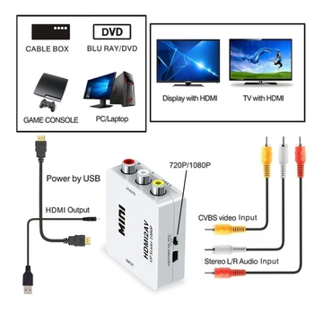 AV/RCA CVBS HDMI 1080P Adaptér AV CVBS 3 HD Video AV2 HDMI PAL, SECAM PAL/MAudio Prepnutie Prevodníka Adaptér Kábel Pre HDTV DVD