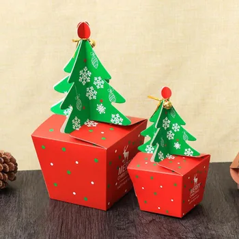 AVEBIEN Tvorivé Vianočný Stromček, Box Balenie S Zvony Zlaté Kábel Festival Súčasnej Taška Košíčky Dezert Cookies Candy Darčekovej krabičke
