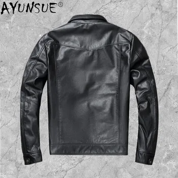 AYUNSUE pánske Sako Motocycle Mužov Oblečenie Originálne Kožené Bundy Pánske Skutočné Cowhide Oblečenie 5XL 6XL Bombardér Kabát Ropa LXR393