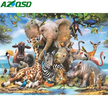AZQSD 5D Daimond Maľovanie Mozaiky Slon Plné Námestie Vŕtať Obraz Kamienkami Zvierat DIY Sady Ručné Domova Darček