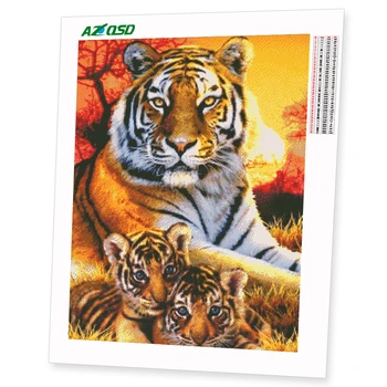 AZQSD Diamond Maľovanie Tigre Remeselné Domáce Dekorácie Diamond Výšivky Zvierat Plné Námestie DIY Mozaikový Obraz Kamienkami