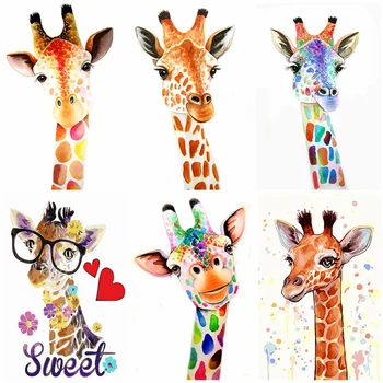AZQSD Frameless DIY Maľovanie Podľa Čísel Farebné žirafa Zvieratá Auta Ručne Maľované olejomaľba Jedinečný Darček Pre Home Decor