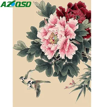 AZQSD Maľovanie Podľa Čísel Farba Subshrubby Pivónia Kvet DIY Plátno Obraz Ručne Maľované olejomaľba Kvet Domáce Dekorácie K303