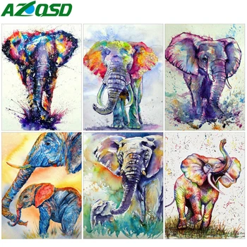 AZQSD Obrázok Podľa Čísla Slon Ručné Farba Súpravy Plátno Farba Čísla Zvierat Domáce Dekorácie Darček Wall Art bez rámu 40x50cm