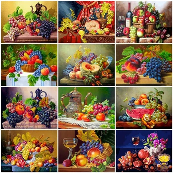 AZQSD Unframe Ovocie Diy Olej Maľovanie Podľa Čísel Ročníka, Akrylové Farby Na Plátne Handpainted Jedinečný Darček Pre Domáce Dekorácie
