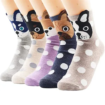 AZUE Ženy Zimné Ponožky Roztomilý Zvierat Vzor Zábavné Ponožky Teplé Spánku Ponožky 5 Pack