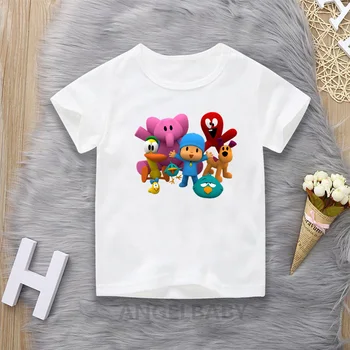 Baby Detský Letný Cartoon Pocoyo Print T shirt Zábavné Chlapci Topy Roztomilé Dieťa Dievčatá Oblečenie Detí Krátky Rukáv T-shirt