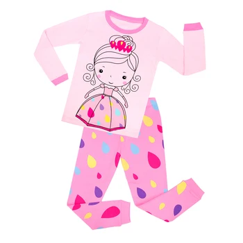 Baby doll oblečenie sady dievčatá dlhý rukáv pyžamo deti princezná domáce oblečenie detí cartoon sleepwear pijamas 2-8T