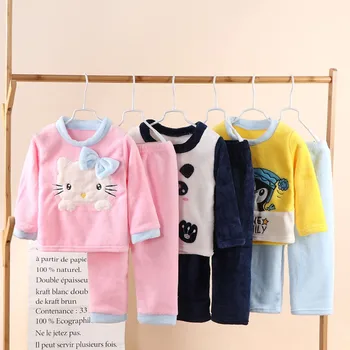 Baby oblek, flanelové dieťa zimné pyžamá, novorodenca plavky, pyžamá, chlapčenské pyžamo, dievčenské oblečenie pre deti vo veku 10-2 rokov