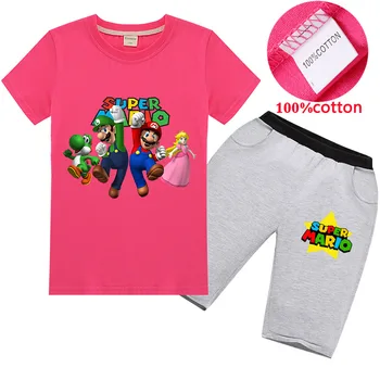 Baby super mario Chlapec Oblečenie Set sa Roztomilý Letné T-Shirt Cartoon Deti, Chlapcov, Šaty, Šortky Oblek pre Deti, Oblečenie Oblečenie