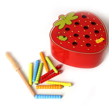 Baby Vzdelávanie Detí Model Drevené Hračky Chytiť Hmyz Worm Hra 3D Puzzle Skladačka Ovocia, Zeleniny Vzdelávania Magnetické Puzzle