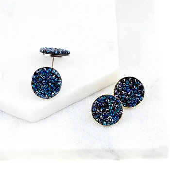 BAFFIN Kolo Stud Luxusné Náušnice Od Swarovski Kryštály Pripraviť Strieborná Farba Piercing Pre Ženy Elegantný Darček Modré Farebné Šperky