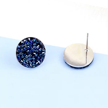 BAFFIN Kolo Stud Luxusné Náušnice Od Swarovski Kryštály Pripraviť Strieborná Farba Piercing Pre Ženy Elegantný Darček Modré Farebné Šperky