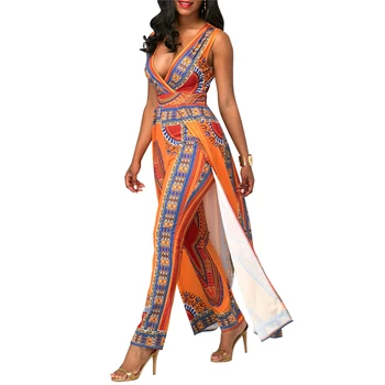 BAIBAZIN Afriky Šaty pre Ženy je Výbuchu Modely Móda Jeseň Polohy Tlač Orange Etnických Nohavice