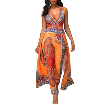 BAIBAZIN Afriky Šaty pre Ženy je Výbuchu Modely Móda Jeseň Polohy Tlač Orange Etnických Nohavice