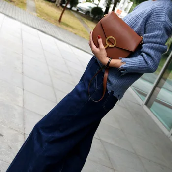 Baitao retro cowhide Taška Dievča 2018 nové elegantné kórejská verzia naklonený taška prístav vietor jedna taška cez rameno sedlo taška