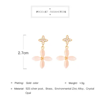 BALANBIU Elegantné Opal Crystal Kvet, Kvapka Náušnice Pre Ženy, Zlatá Farba Mosadz Náušnice Vysokej kvality Módne Šperky Príslušenstvo