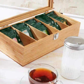 Bambusové Teabag Tin Box Úložný Drevené Teabag Priestoru Kávy Teabag Úložný Stojan Organizátor, Kuchynské Skrinky Kryt