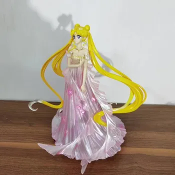 Bandai 25 cm Anime Akcie Obrázok Sailor Moon Ružové Svadobné Šaty Usagi Tsukino PVC Hračky Model Kolekcie Bábik pre Darček