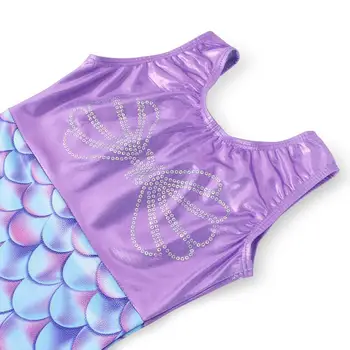 BAOHULU 2019 Modrá Fialová Gymnastika Obleky pre Dievčatá Flitrami Rozsahu Vzoru Unitard Biketard Dieťa Balet Tanečné Kostýmy