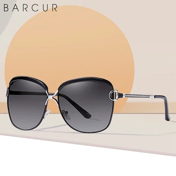 BARCUR Luxusné Polarizované Dámske slnečné Okuliare Ženy Gradient Objektív Okrúhle Slnečné Okuliare Námestie Značky Oculos Lunette De Soleil Femme