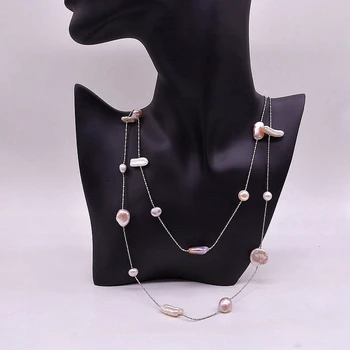 Baroková perla sveter náhrdelník, dlhé šaty náhrdelník, farba nepravidelný baroková perla, dámy dlhý náhrdelník