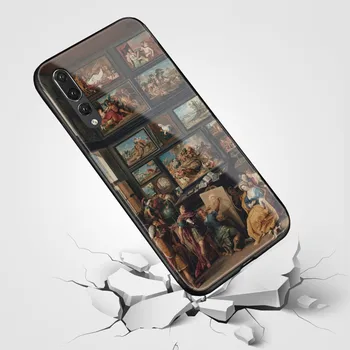 Barokové Umenie, Estetické Maľovanie na Sklo silikónové Telefón Prípade Kryt na Huawei Honor V Mate S 9 10 20 30 Lite Pro Plus Nova 2 3 4 5