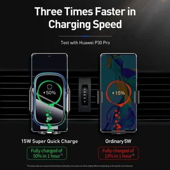 Baseus 15W Qi Auta, Bezdrôtové Indukčné Nabíjací držiak do Auta Rýchle Bezdrôtové Nabíjanie Pre iPhone Samsung Huawei Xiao Auto Držiaka Telefónu