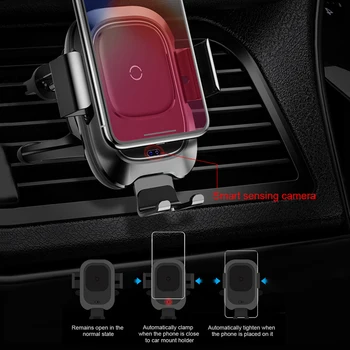Baseus Auto Držiaka Telefónu Qi Bezdrôtová Nabíjačka do Auta pre iPhone Samsung Inteligentné Infračervený Senzor Plnenie Air Vent Telefón Stojan