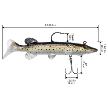 Bassdash Morské Bass Fishing Lure Pravda, Šťuka Mäkké Swimbait, Vstavané Viesť Hmotnosť 10.5 cm/17 g , 13cm/30g, Balenie 6