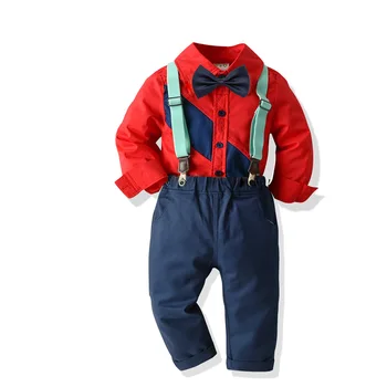 Batoľa Chlapec Oblečenie Sady 2020 Deti Oblečenie na Jeseň Zima Deti Oblečenie Chlapec Sady Gentleman Vyhovovali T-tričko+Rifle Oblečenie, Obleky