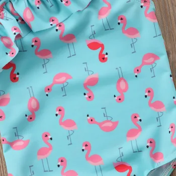 Batoľa Detská Deti Dievča Flamingo Tlač Tutu Plavky, Plavky, plážové oblečenie Kombinézu bez Rukávov Volánikmi Bikiny, plavky Veľkosť 3-7T