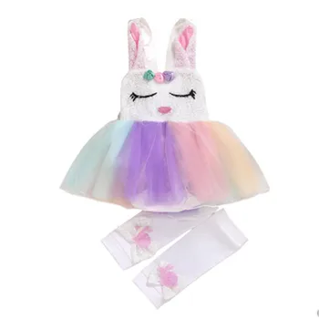 Batoľa Detský Baby Girl Veľkonočné Králik Oblečenie Sladké Bunny Šaty Čipky Tutu Šaty Dieťa Dieťa, Batoľa Letné Oblečenie Clothings Sunsuit