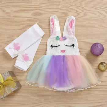 Batoľa Detský Baby Girl Veľkonočné Králik Oblečenie Sladké Bunny Šaty Čipky Tutu Šaty Dieťa Dieťa, Batoľa Letné Oblečenie Clothings Sunsuit