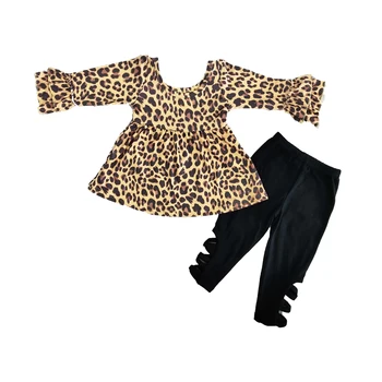 Batoľa Dievča Zimné Oblečenie Pre Deti, Módne Leopard Tlač Top A Čierne Nohavice Nastaviť Dievčatká Prehrabať Oblečenie Oblek