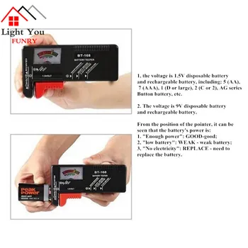 Batéria Tester Ukazovateľ Digitálny Displej Kapacita Batérie Tester Multifunkčný Tester Karty Mount Volt Checker pre AA AAA 9V