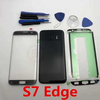 Batéria Zadný Kryt Skla Dverí Bývanie + LCD Predné Dotykové Obrazovky Sklo, Vonkajší Objektív Pre Samsung Galaxy S7 Okraji G935 G935F G935FD