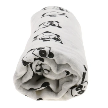 Bavlna Lange Nové narodený Swaddle Prikrývka, Spací vak 110 cm x 110 cm - Panda