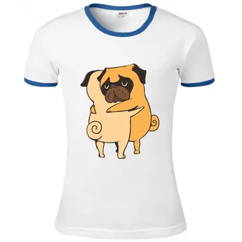 Bavlna Tričká Ženy Krátke Rukávy Objať Pug 2020 Lete Príležitostné Voľné T-Shirt Zábavné Graphic Tee Tričko Cool Topy žena xxxl