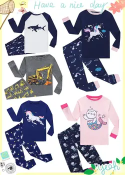 Bavlna Unicornio Infantil PJS Celý Rukáv Bavlna Dievčatá Sleepwear Deti Jednorožec Pyžamá Deti Detské Dievčenské Pyžamo Pijama