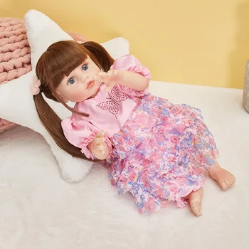 Bebes bábika 55 cm znovuzrodené dieťa simulácia bábiku, zatvorené oči rast detí partnera, detí, sviatok darčeky, fotografovanie rekvizity