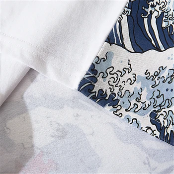 Bebovizi Hip Hop T Shirt Mužov Streetwear Japonská Sakura Vlny Tričko Krátky Rukáv Bavlna Harajuku T-Shirt Nadrozmerná Japonsko Tees