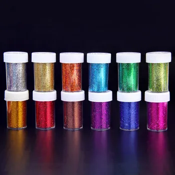 Behogar 12pcs Multi-Color Extra Fine Glitter Prášok Mocní Pohárov pre Školské Projekty Scrapbooking Telo, Tvár Remesiel Náhodné Farby