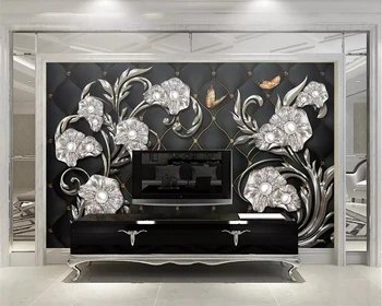 Beibehang 3D tapeta vlastné nástenné tapety high-end luxusný 3D stereo šperky kvety mäkké balík TV pozadí na stenu
