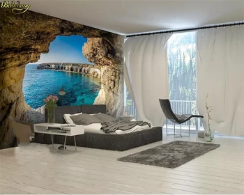 Beibehang Foto Tapety Moderný Jednoduchý Jaskyňa Seascape Prírody nástenná maľba Obývacia Izba, Spálňa Výzdoba Interiéru Tapety Priestor Rozšírenie