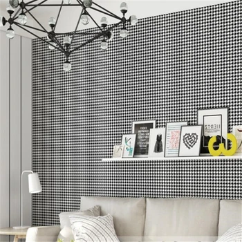 Beibehang nové Houndstooth čierne a biele kockované tapety moderný minimalistický obyčajný Nordic štýl, doplnky, spálne, obývacia izba tapety