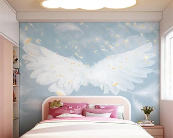Beibehang Prispôsobený nové biele perie krídel tapety obývacia izba TV pozadia, tapeta na stenu papiere domova papier peint