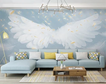 Beibehang Prispôsobený nové biele perie krídel tapety obývacia izba TV pozadia, tapeta na stenu papiere domova papier peint
