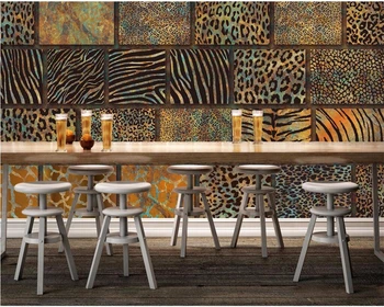 Beibehang Vlastnú tapetu 3D nástenná maľba osobnosti prútik papier cortex textúra leopard módne retro reštaurácia, bar dekorácie